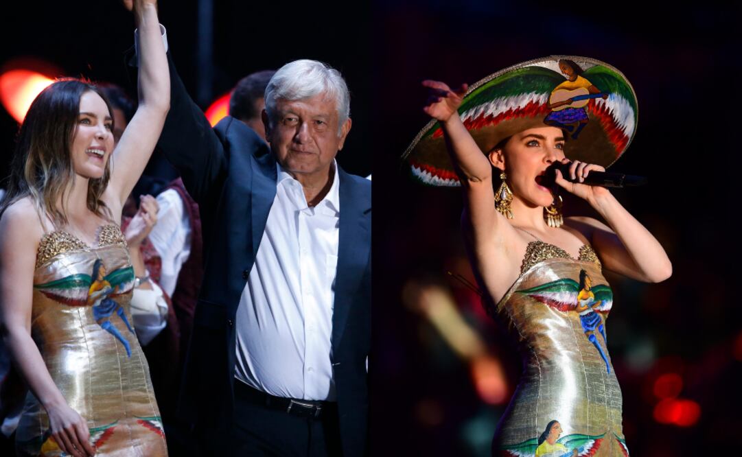 La cantante mexicana impactó con un atuendo distinto en cada canción. Foto: AP/AFP