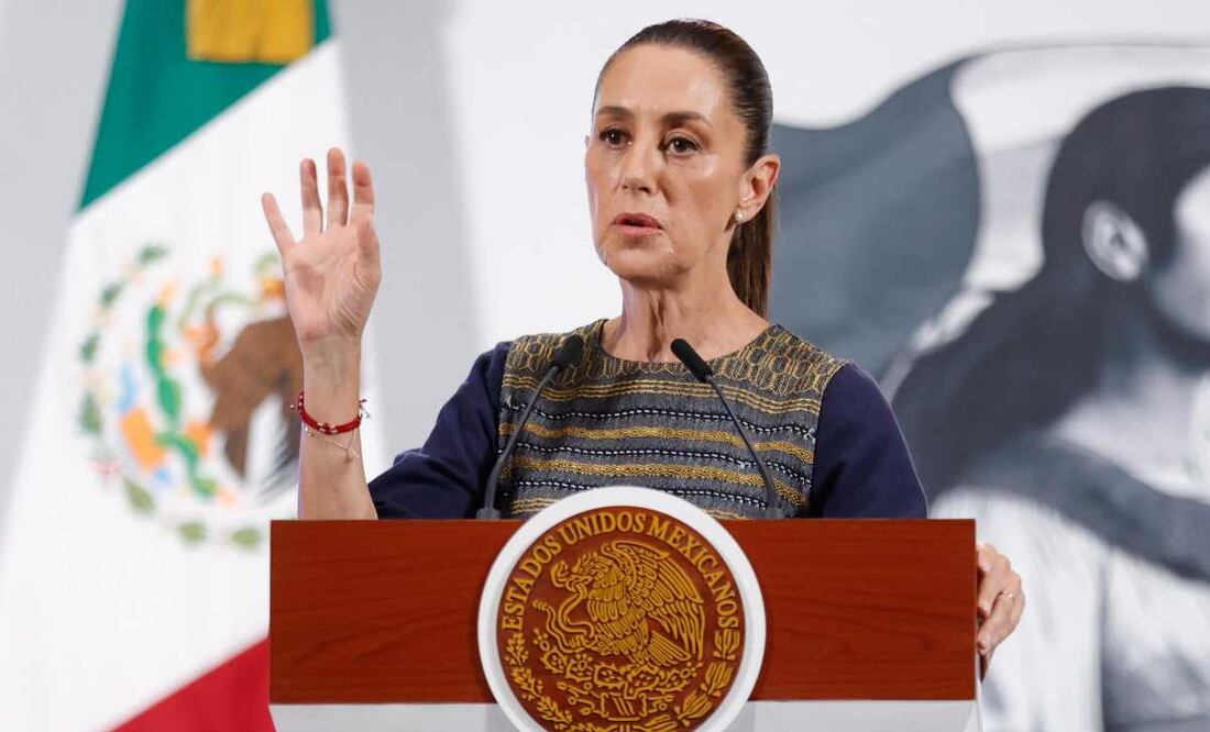 La presidenta Claudia Sheinbaum Pardo durante la mañanera de este 10 de junio del 2025. Foto: Diego Simón / EL UNIVERSAL
