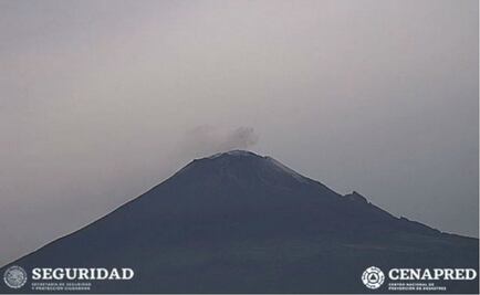 Popocatépetl exhala fumarolas de vapor de agua y gases