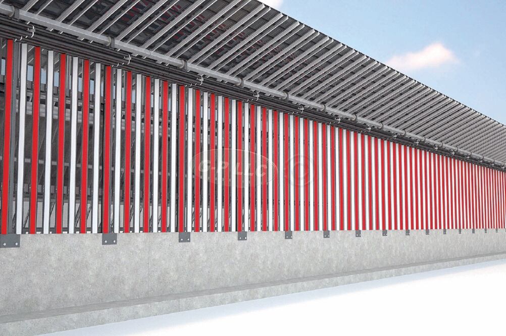 Gleason Partners LLC muestra una proyección digital del muro fronterizo que incorpora paneles solares (AP)