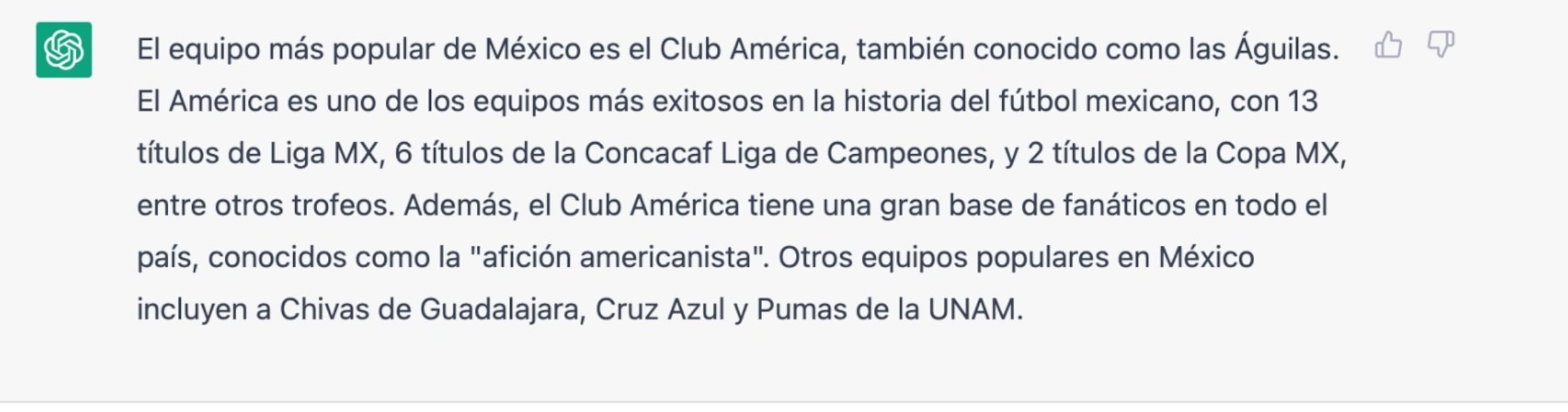 ChatGPT responde quién es el equipo más grande y popular de México