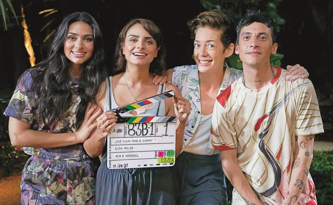 Notni (izq) comparte créditos con Aislinn Derbez y Gil Cerezo (der) en la historia que llega a la Netflix el próximo 3 de agosto. Foto: Netflix.