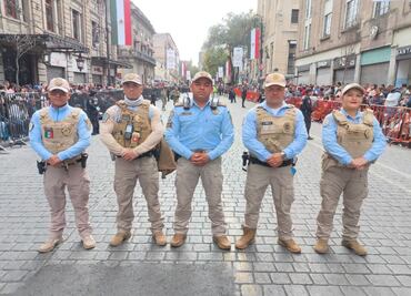 Policía de diversos agrupamientos resguarda Desfile Cívico Militar en Paseo de la Reforma