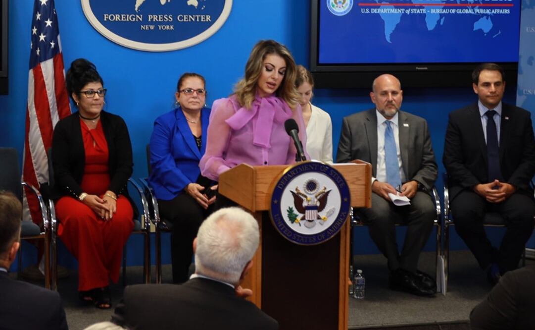 Morgan Ortagus, portavoz del Departamento de Estado de Estados Unidos. Foto: Twitter @statedeptspox