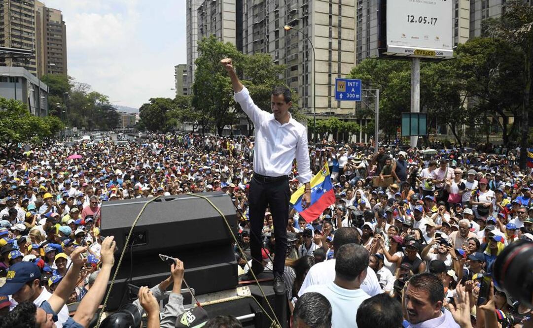 Juan Guaidó en la manifestación de este miércoles en Caracas (Foto: AFP)
