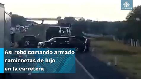 A punta de pistola, comando intercepta tráiler nodriza y roba camionetas de lujo