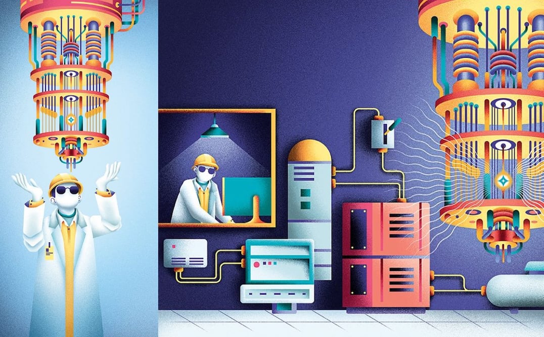 Computación cuántica: el futuro que comienza a tomar forma. Ilustración: Daniel Razo