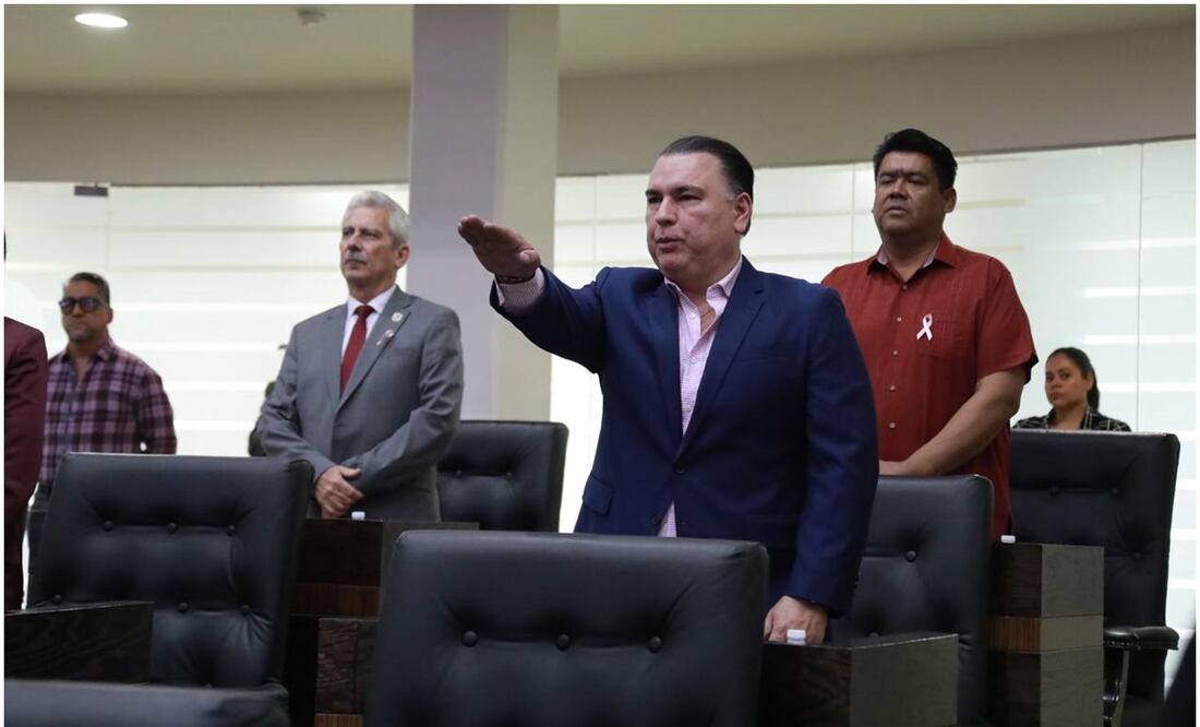 El panista Gerardo Peña rinde protesta provisional como diputado local en Tamaulipas este 2 de octubre de 2024. Foto: Especial