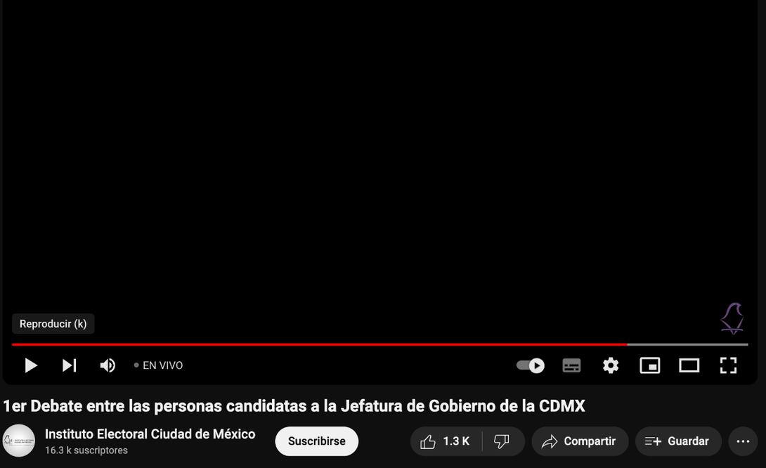 Fallas en transmisión del IECM por Debate CDMX 2024. / Foto: Captura video de Youtube.