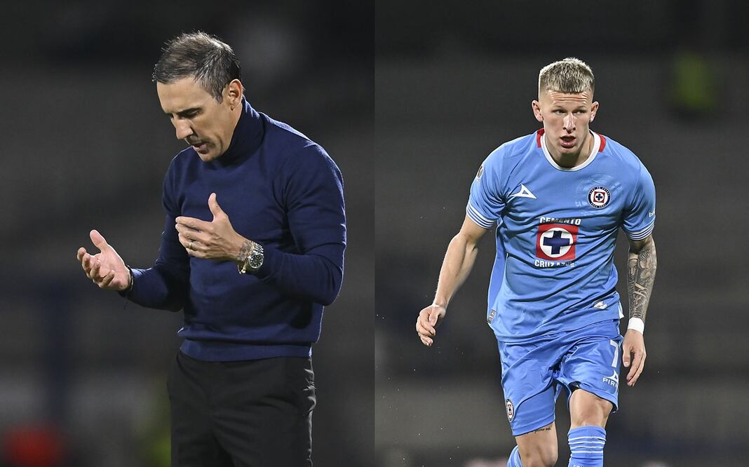 Vicente Sánchez y Mateusz Bogusz durante el partido entre Cruz Azul y Pachuca, durante la Jornada 6 del Clausura 2025 - Fotos: Imago7
