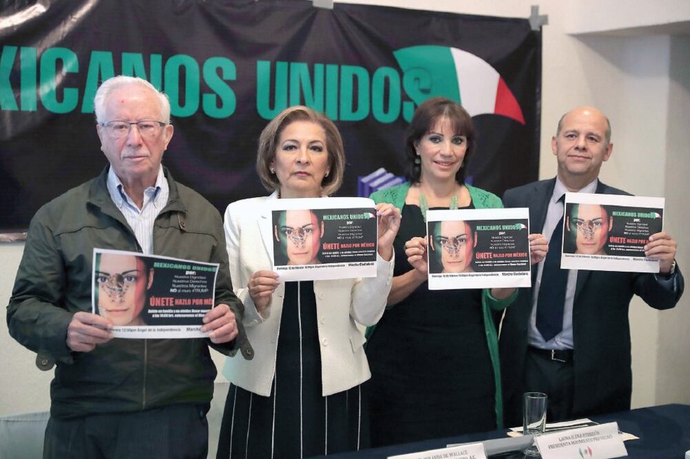 Alberto Núñez, Isabel Miranda Wallace y Laura Elena Herrejón, entre otros, invitaron a la movilización contra la administración de Donald Trump (VALENTE ROSAS. EL UNIVERSAL)