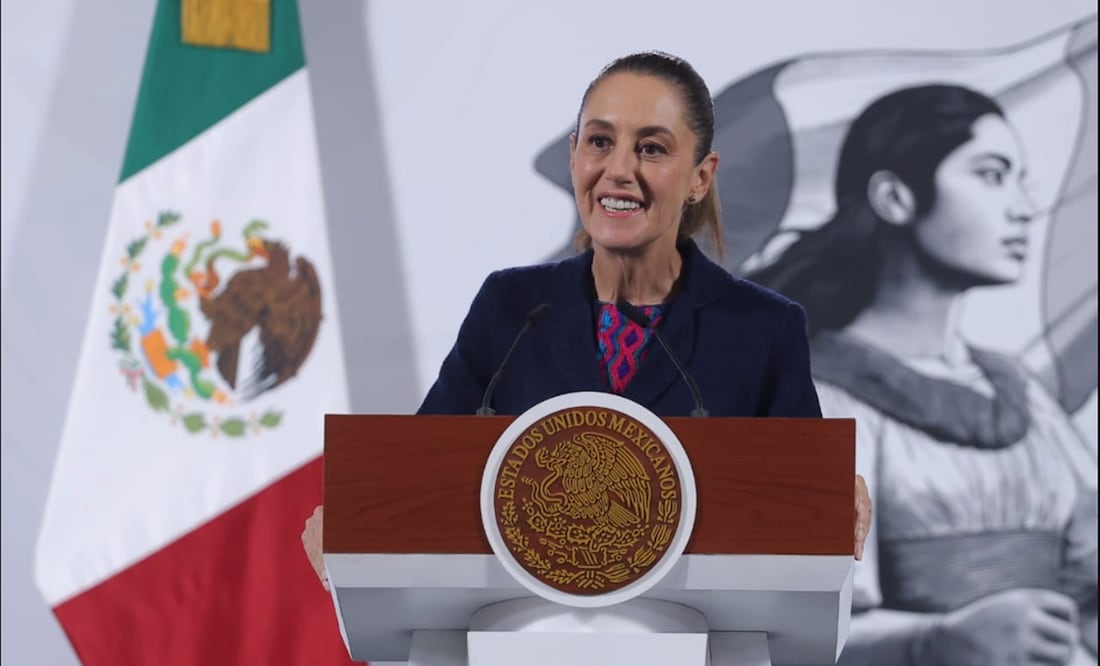La presidenta Claudia Sheinbaum Pardo durante la mañanera del miércoles 8 de octubre de 2025. Foto: Gabriel Pano/EL UNIVERSAL