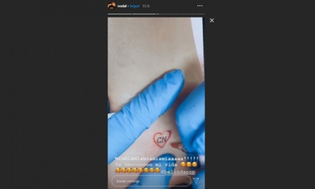 Christian Nodal y Belinda hacen votos de amor con tatuaje