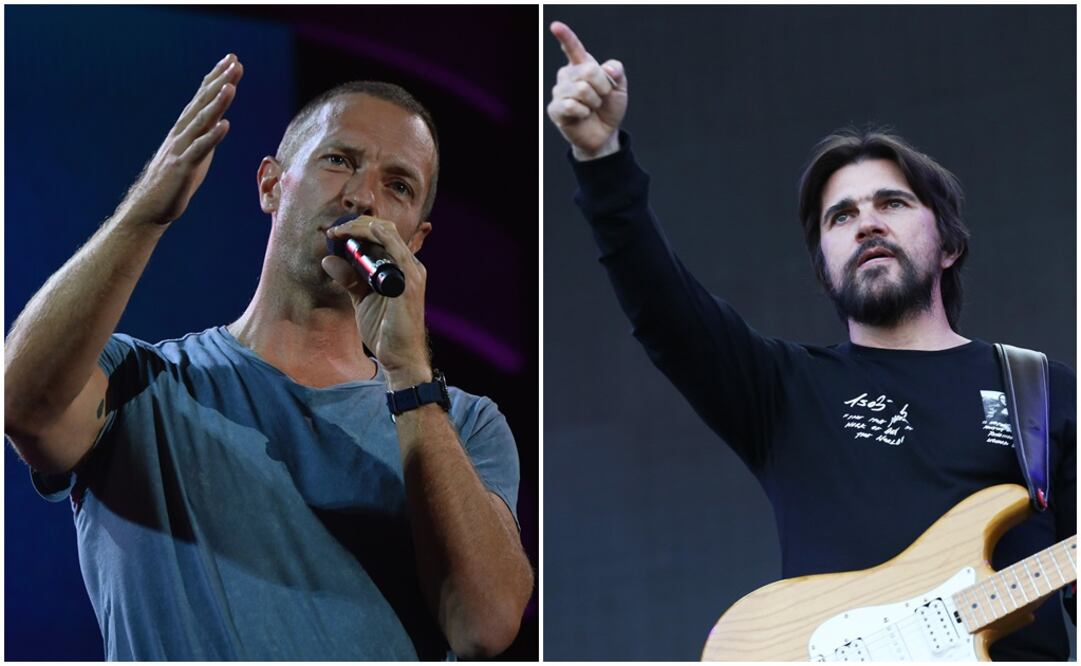 Chris Martin y Juanes. Fotos: Archivo 