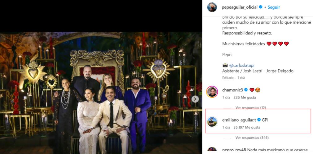 Este fue el mensaje con el que Emiliano reprochó a la familia el no haberlo invitado a la boda. Foto: Instagram.