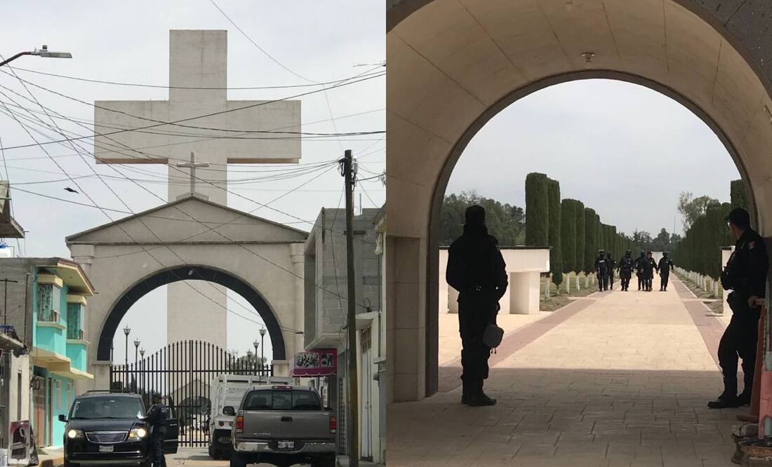 Foto: Rebeca Jiménez/ elementos de seguridad escoltan los cuerpos de la familia masacrada en Tultepec