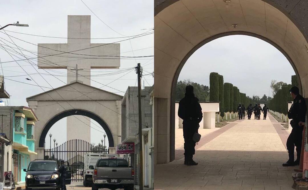 Foto: Rebeca Jiménez/ elementos de seguridad escoltan los cuerpos de la familia masacrada en Tultepec