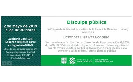 PGJ ofrecerá disculpa pública por caso de Lesvy, joven asesinada en CU