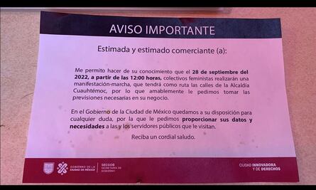 Gobierno capitalino alerta a comerciantes por marcha feminista del miércoles