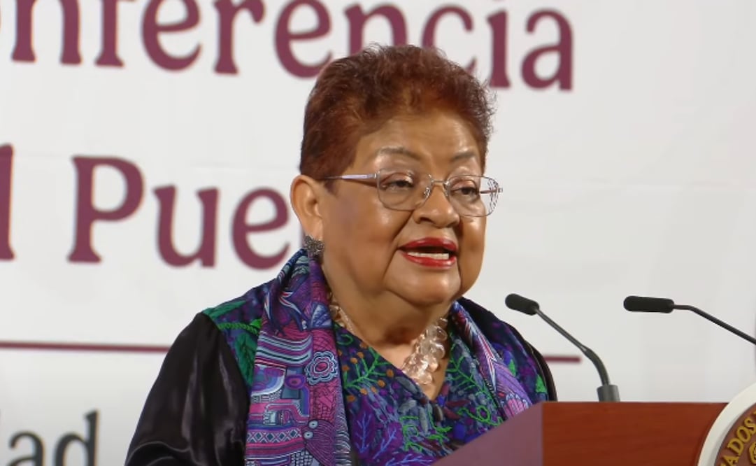 Ernestina Godoy, consejera jurídica de Presidencia, durante la mañanera del 23 de abril del 2025. Foto: Captura de pantalla.
