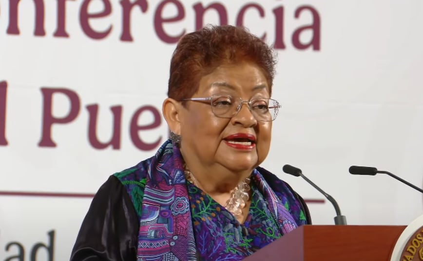 Ernestina Godoy, consejera jurídica de Presidencia, durante la mañanera del 23 de abril del 2025. Foto: Captura de pantalla.