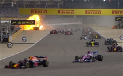 Se incendia el monoplaza de Grosjean en el Gran Premio de Baréin