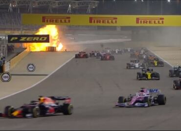 Se incendia el monoplaza de Grosjean en el Gran Premio de Baréin