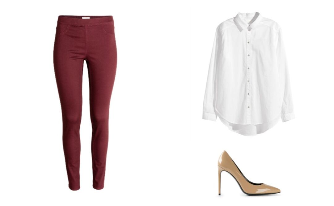 Pantalones H&M $249; Blusa H&M $349; Zapatos Saint Laurent $11,601