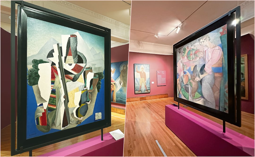 En el lienzo están la obra cubista Paisaje zapatista, de 1915; y La mujer del pozo, pintada en 1913. Foto: Munal