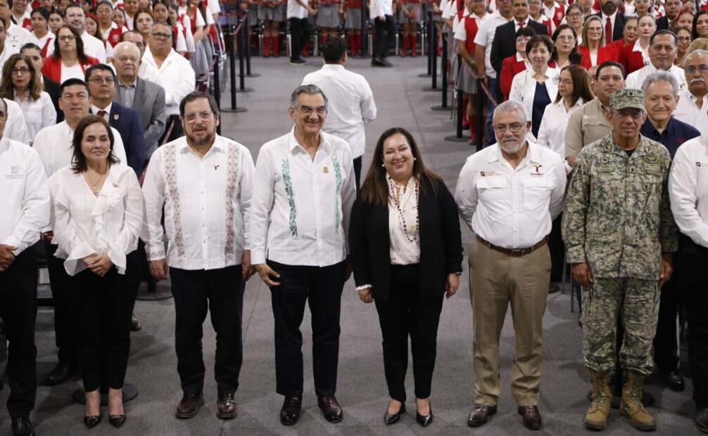 El gobernador Américo Villarreal inaugura gimnasio-auditorio en la Escuela Normal de Educadoras. Foto: Especial