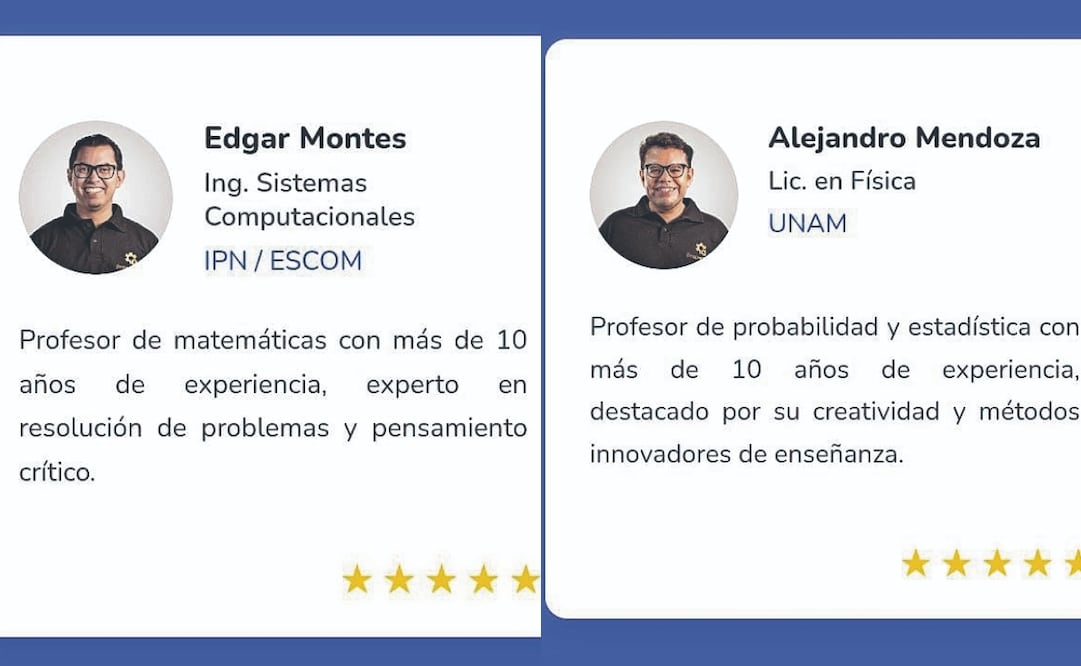 Edgar “N” y Alejandro “N” se presentaban como expertos en matemáticas, estadística y álgebra en la página web de su academia. Fotos: Especial