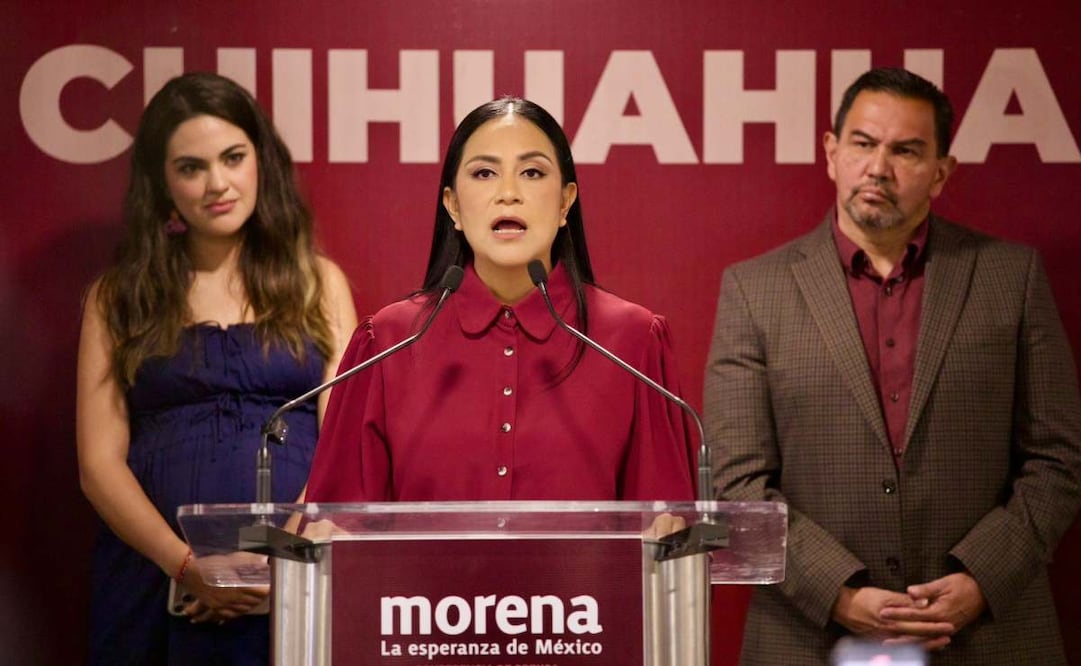 La presidenta de Morena, Ariadna Montiel, en conferencia de prensa desde Chihuahua este martes 12 de mayo de 2026. Foto: Especial