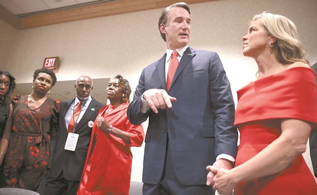 Glenn Youngkin, ganador de la elección a gobernador en Virginia, con su esposa Suzanne. Foto: AFP