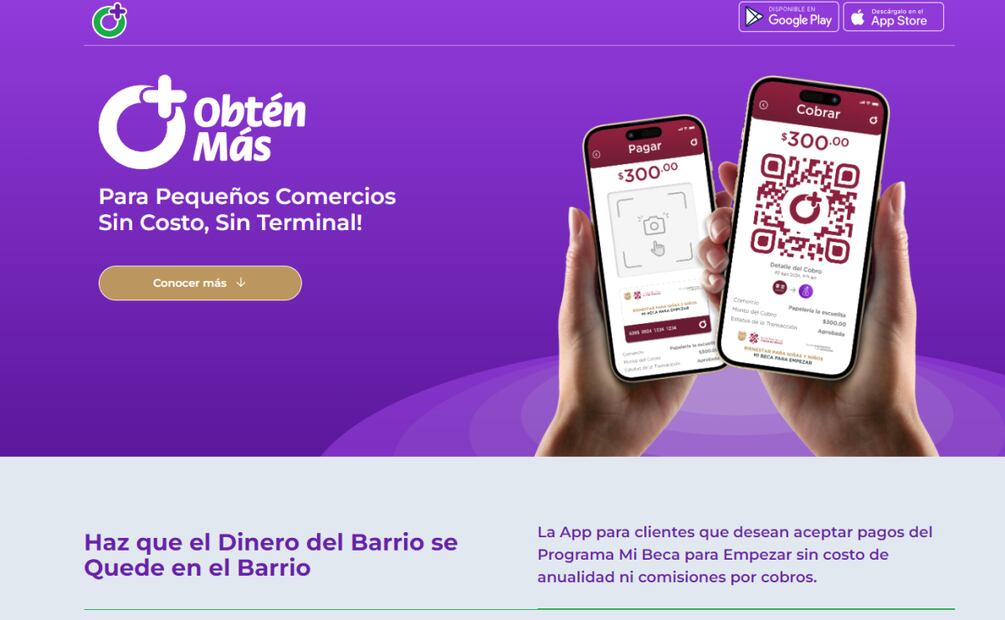 A través de Obtén Más puedes pagar con tu tarjeta de Mi Beca para Empezar. Foto: Captura de pantalla, página Obtén Más