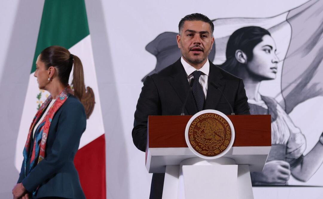 Omar García Harfuch, titular de la SSPC, en la mañanera del 11 de febrero del 2025. Foto: Diego Simón/EL UNIVERSAL