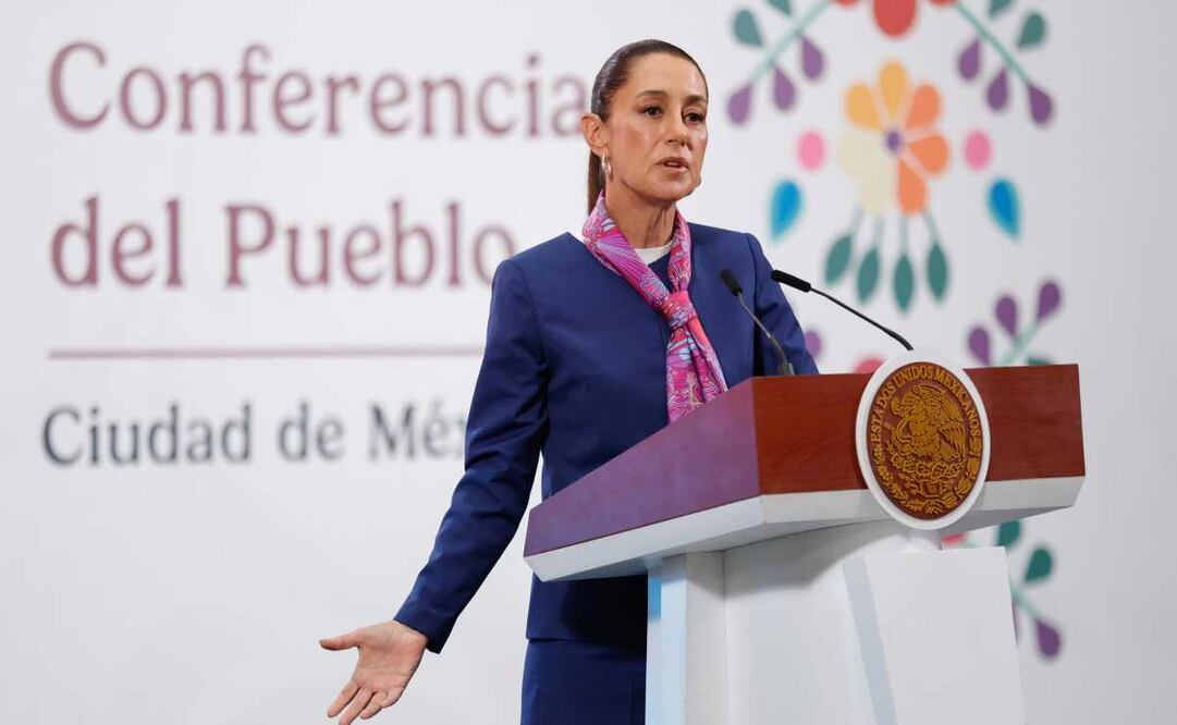 Claudia Sheinbaum, presidenta de México, durante la mañanera del 2 de junio del 2025 en Palacio Nacional. Foto: Diego Simón / EL UNIVERSAL