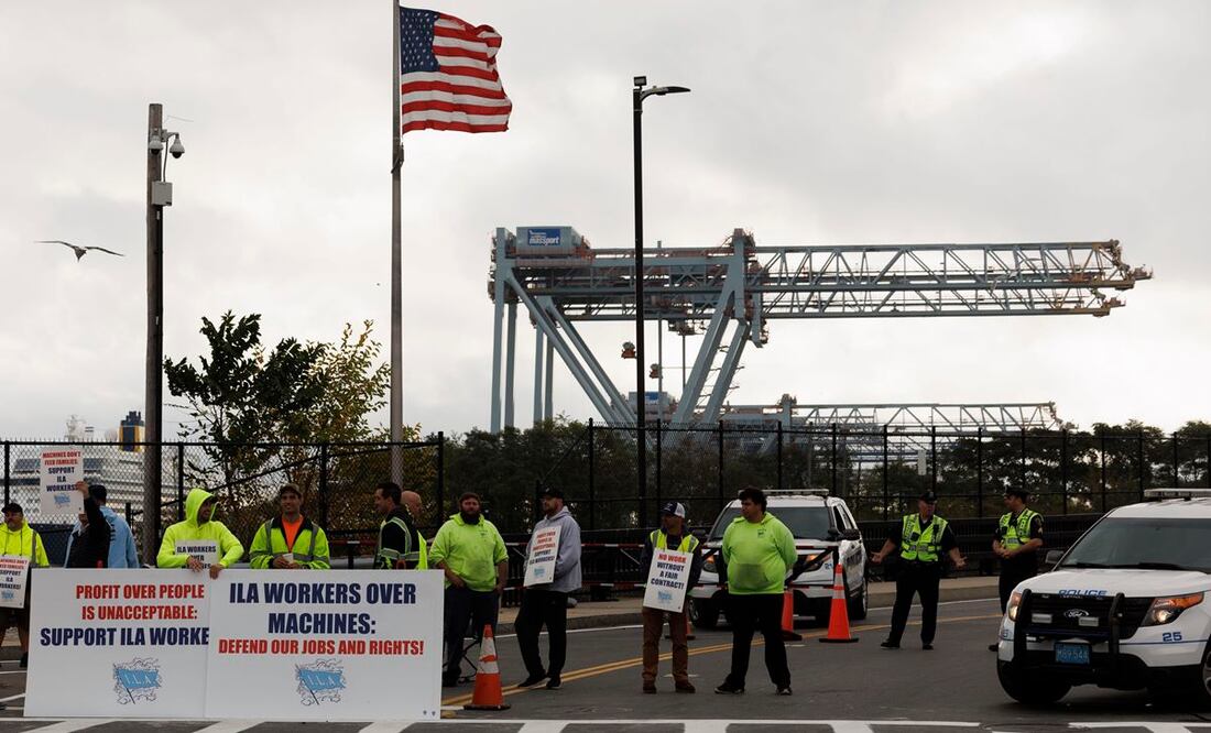 La huelga de estibadores comenzó el martes pasado en 14 puertos de Estados Unidos. Foto: EFE