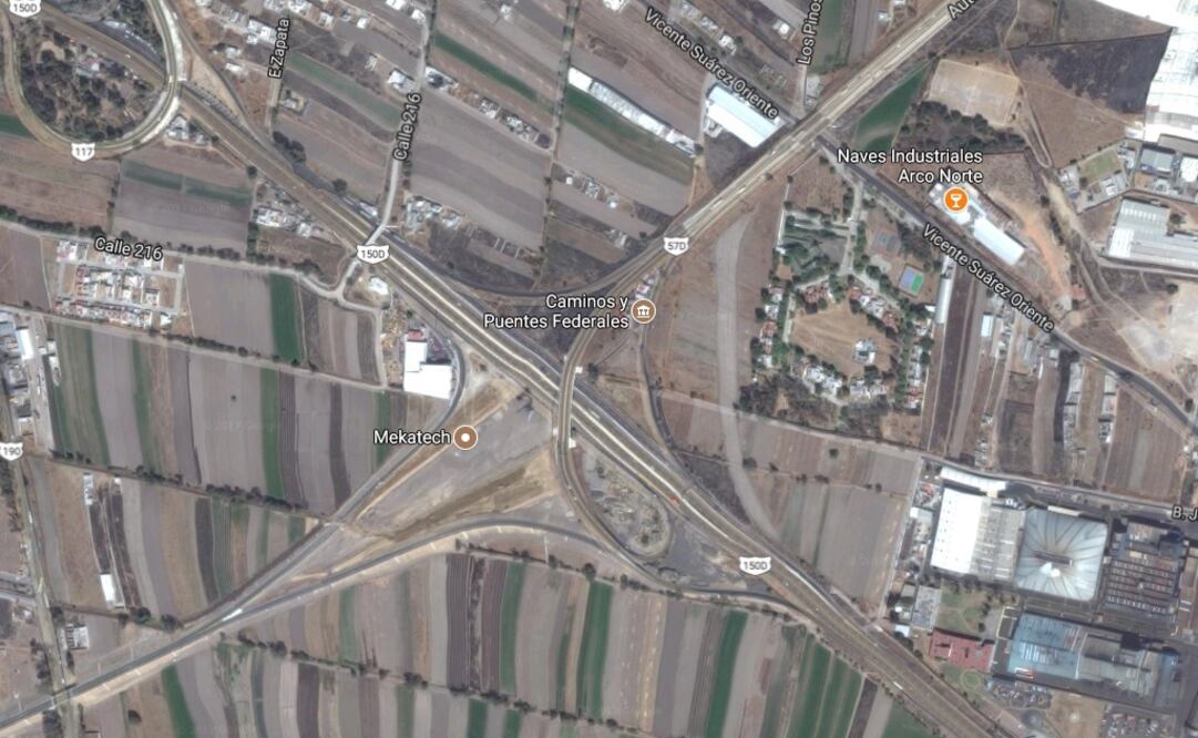 Ubicación aproximada de la caseta de San Martín Texmelucan. Google Maps