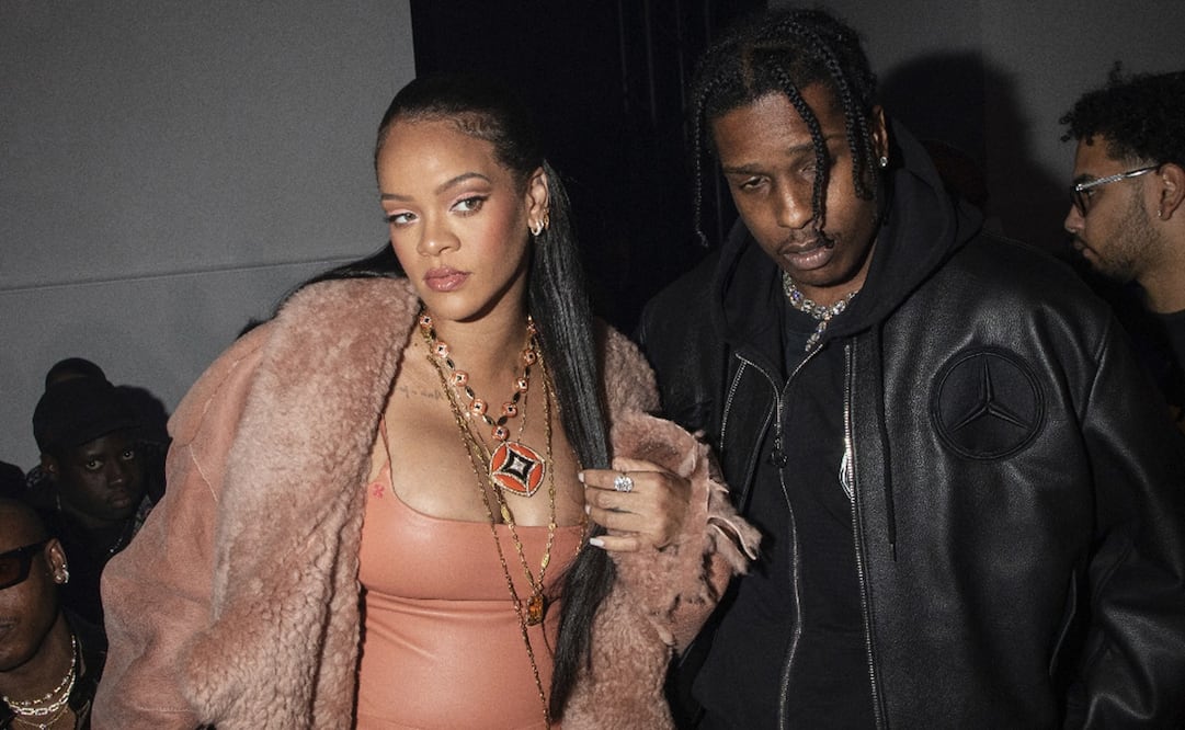 Rihanna, a la izquierda, y ASAP Rocky. Foto: AP/Vianney Le Caer