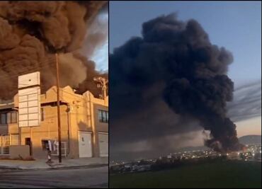 Reportan fuerte incendio en zona industrial de la Mesa Otay, Tijuana