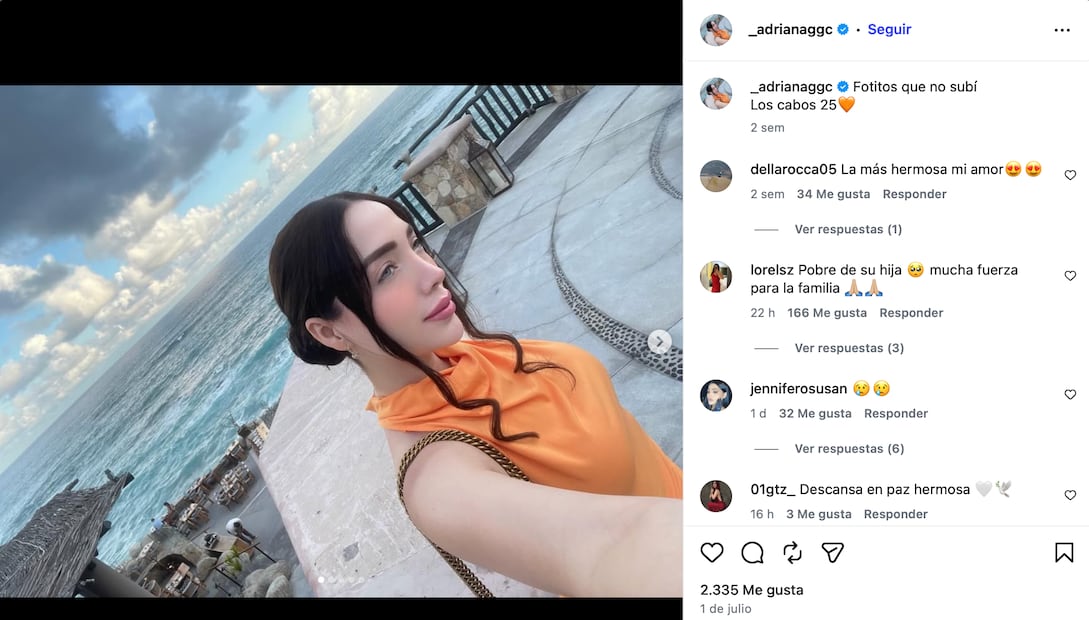 Esta fue la última publicación de Adriana García en Instagram. Foto: Captura de pantalla