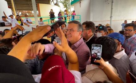 Al grito de ¡Marcelo Presidente!, reciben a Ebrard en campaña de Julio Menchaca en Hidalgo