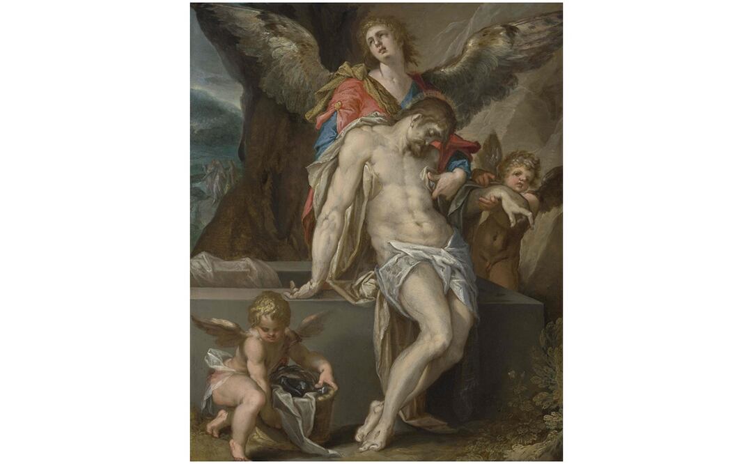 Se trata de "El cuerpo de Cristo sostenido por ángeles", de Bartholomeus Spranger, exponente del manierismo nórdico. Foto: Carola VAN WIJK / RIJKSMUSEUM / AFP