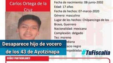 Reportan desaparecido a hijo de vocero de los padres de los 43 normalistas de Ayotzinapa