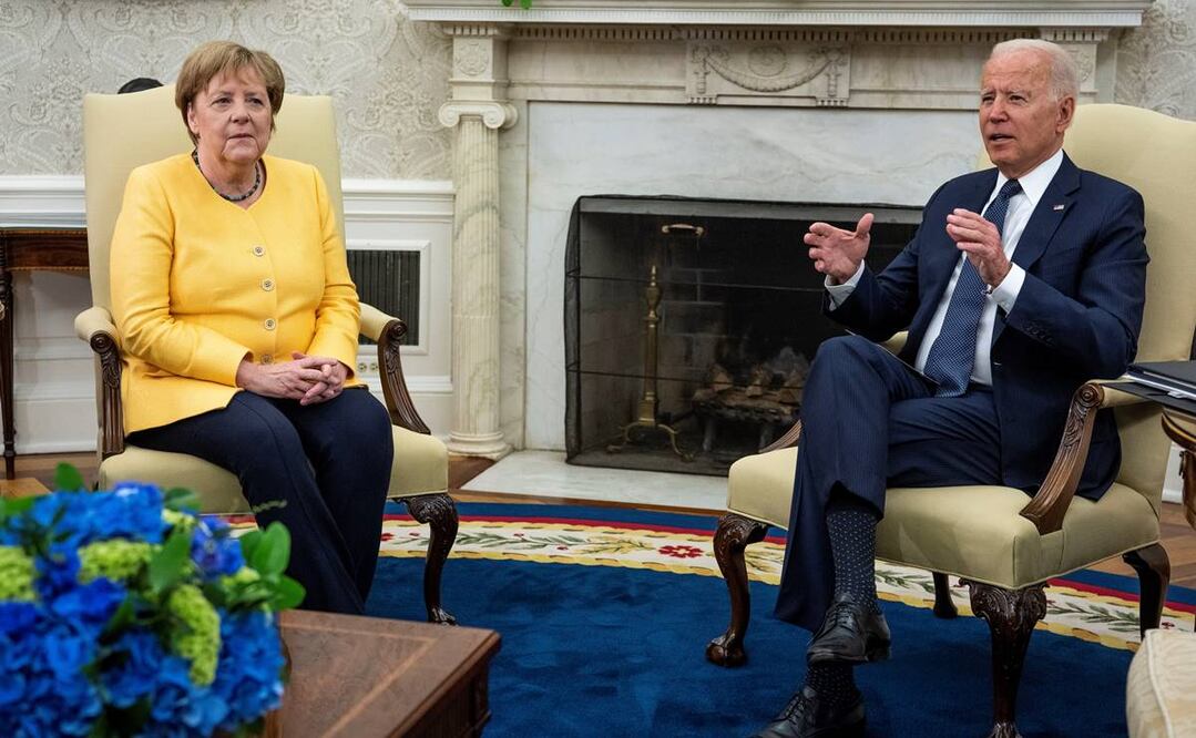 Angela Merkel, primera ministra de Alemania, junto a Joe Biden, presidente de Estados Unidos. Foto: EFE