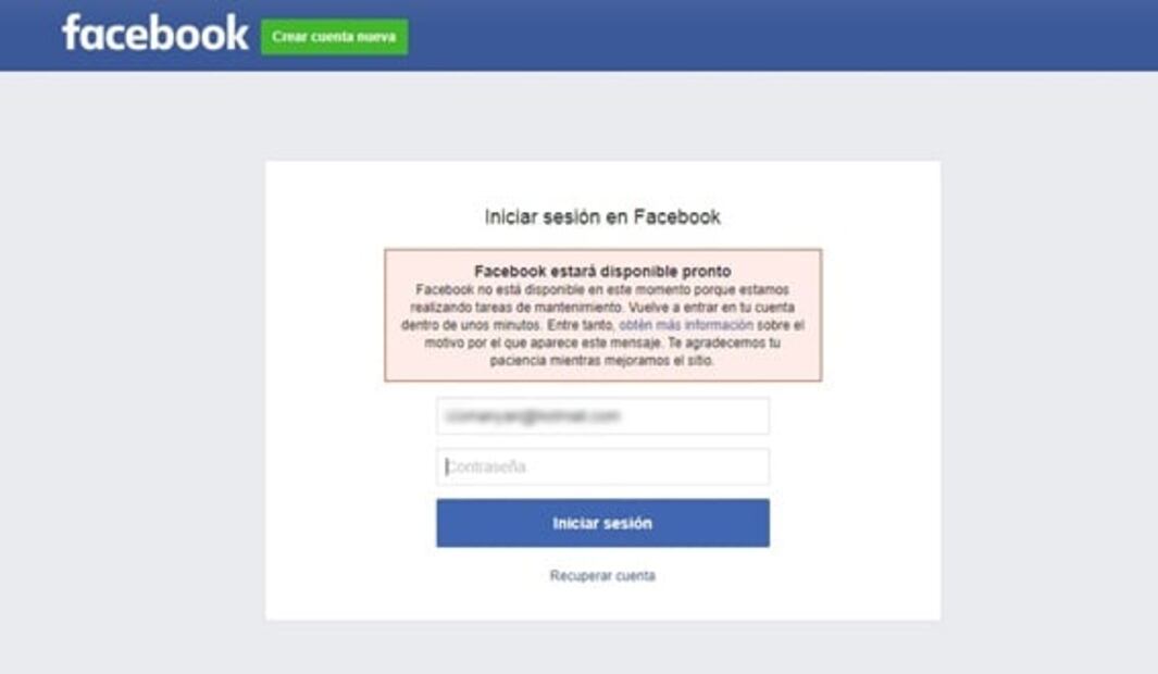 Usuarios reportan caída de Facebook e Instagram