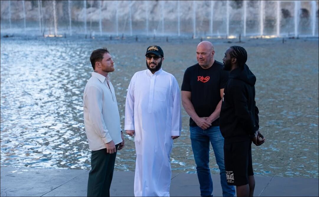 Canelo Álvarez junto a Dana White, Turki Al-Sheikh y Terence Crawford / Foto: Especiales