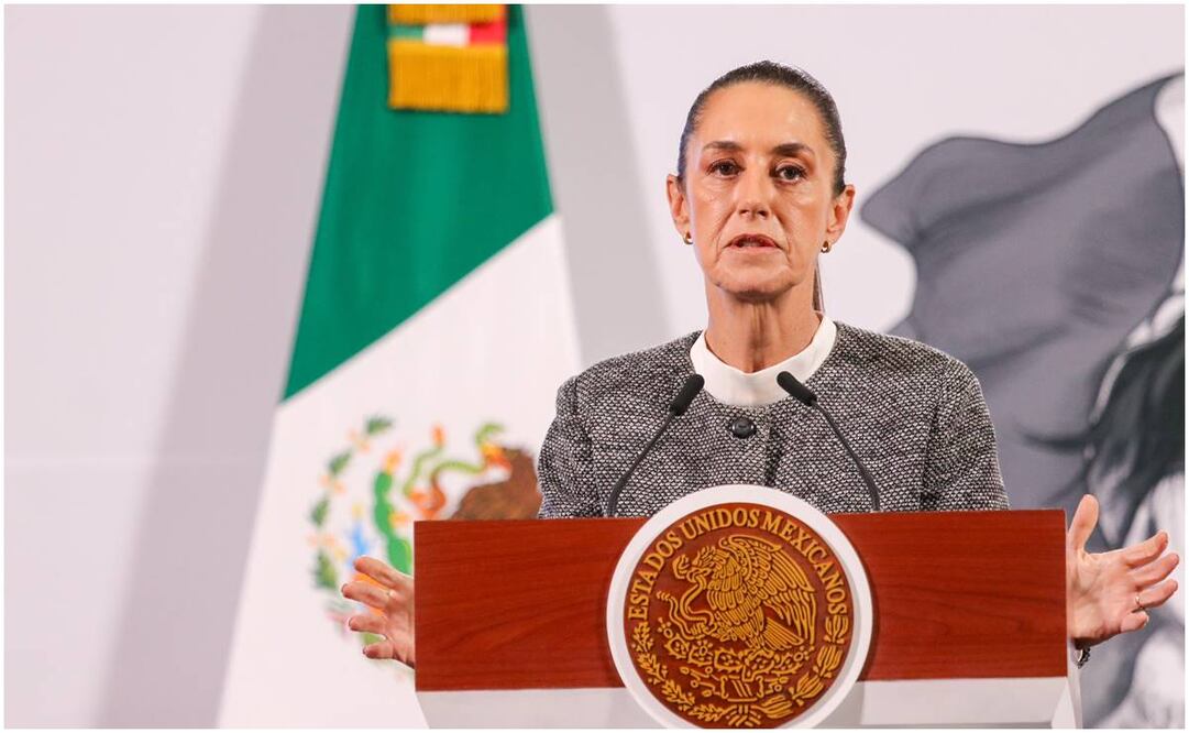 La presidenta Claudia Sheinbaum durante la mañanera del 6 de enero del 2025. Foto: Axel Sánchez/ EL UNIVERSAL