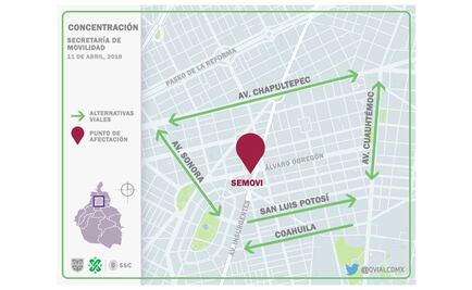 Implementan operativo vial ante protesta de taxistas frente a la Semovi