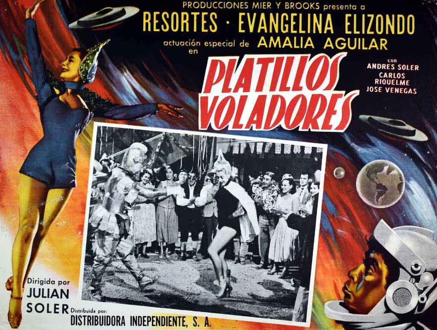 Cartel promocional de la película “Platillos voladores” estrenada el 15 de septiembre de 1955 en el cine Orfeón. Foto: Especial.